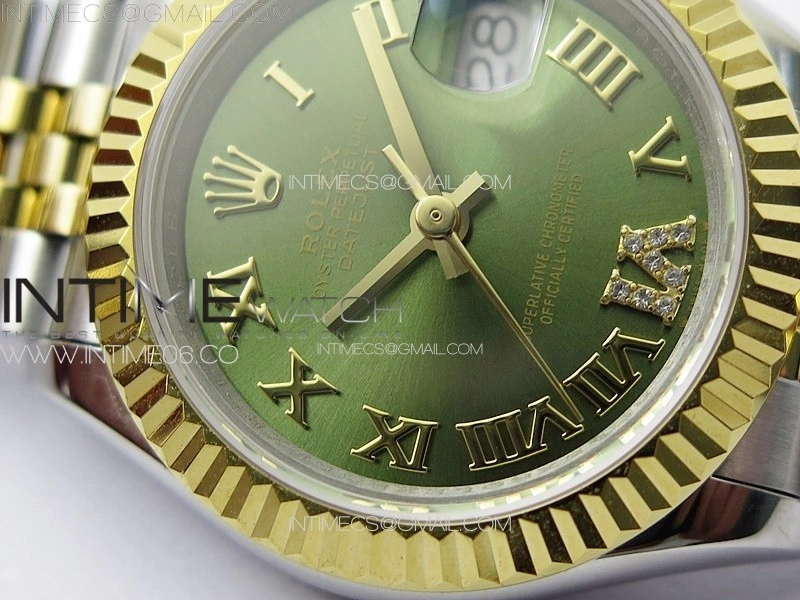 Datejust 28mm 279179 SS YG APSF Best Edition Green Dial Roman Markers on SS YG Jubilee Bracelet NH05