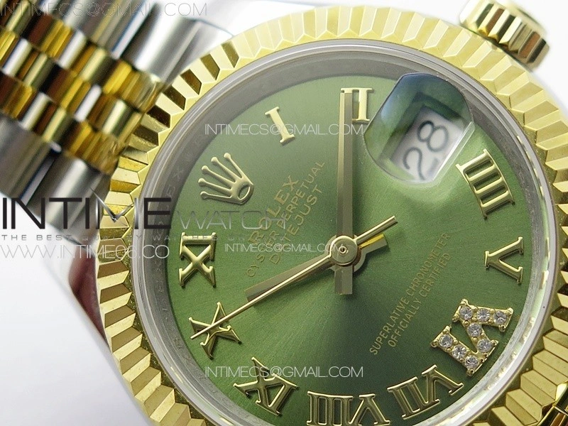 Datejust 28mm 279179 SS YG APSF Best Edition Green Dial Roman Markers on SS YG Jubilee Bracelet NH05