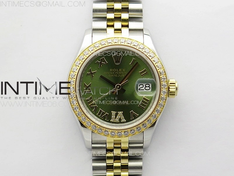 Datejust 28mm 279179 SS YG APSF Best Edition Green Dial Roman Markers on SS YG Jubilee Bracelet NH05