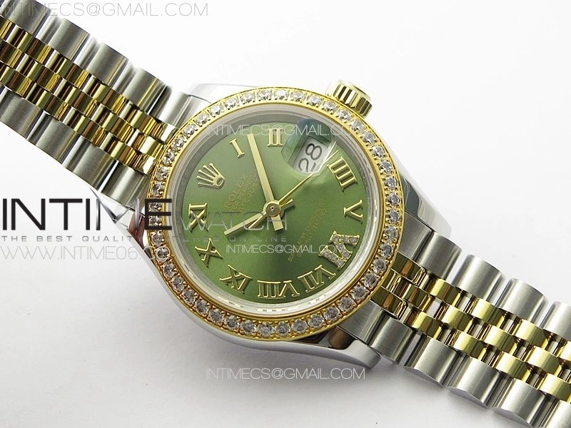 Datejust 28mm 279179 SS YG APSF Best Edition Green Dial Roman Markers on SS YG Jubilee Bracelet NH05