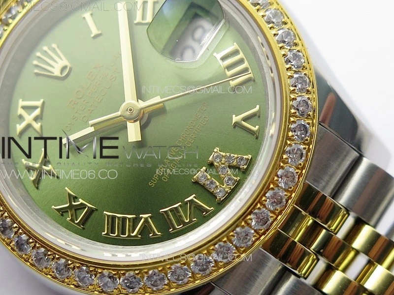 Datejust 28mm 279179 SS YG APSF Best Edition Green Dial Roman Markers on SS YG Jubilee Bracelet NH05