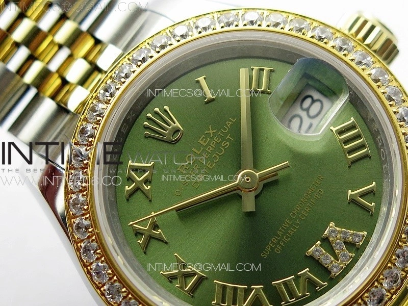 Datejust 28mm 279179 SS YG APSF Best Edition Green Dial Roman Markers on SS YG Jubilee Bracelet NH05