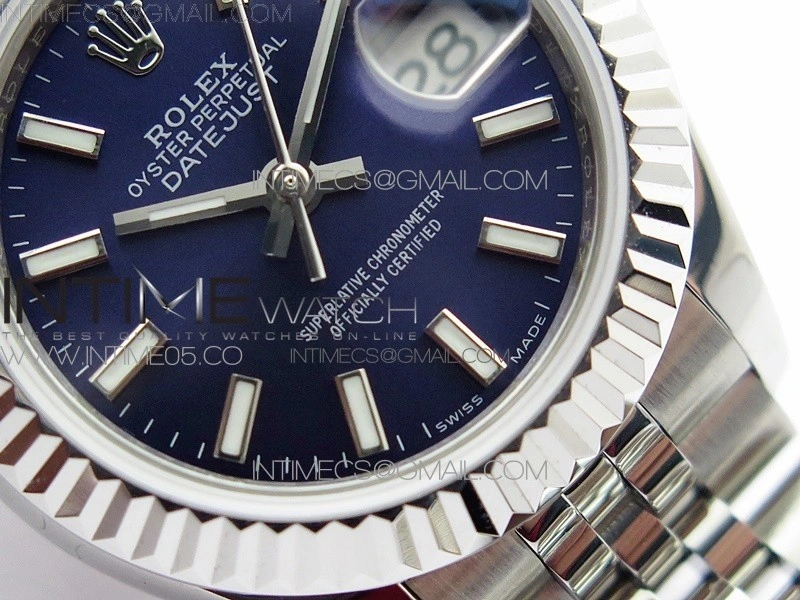 Datejust 28mm 279174 SS BP Best Edition Blue Sticks Markers Dial on SS Jubilee Bracelet ETA2671