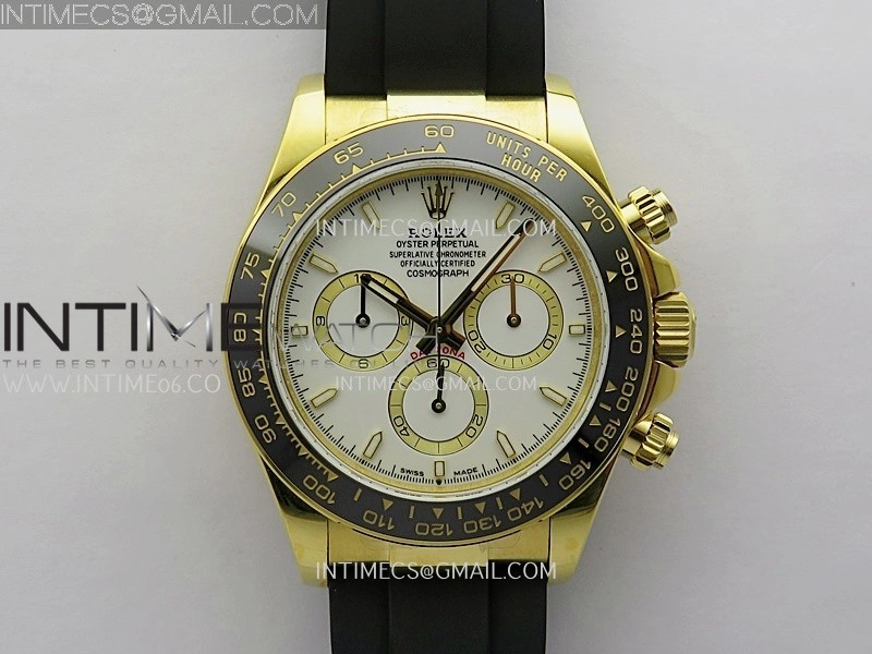 Daytona 126518 904L YG GMF 1:1 Best Edition White Dial Stick Marker on Oysterflex Strap SH4131