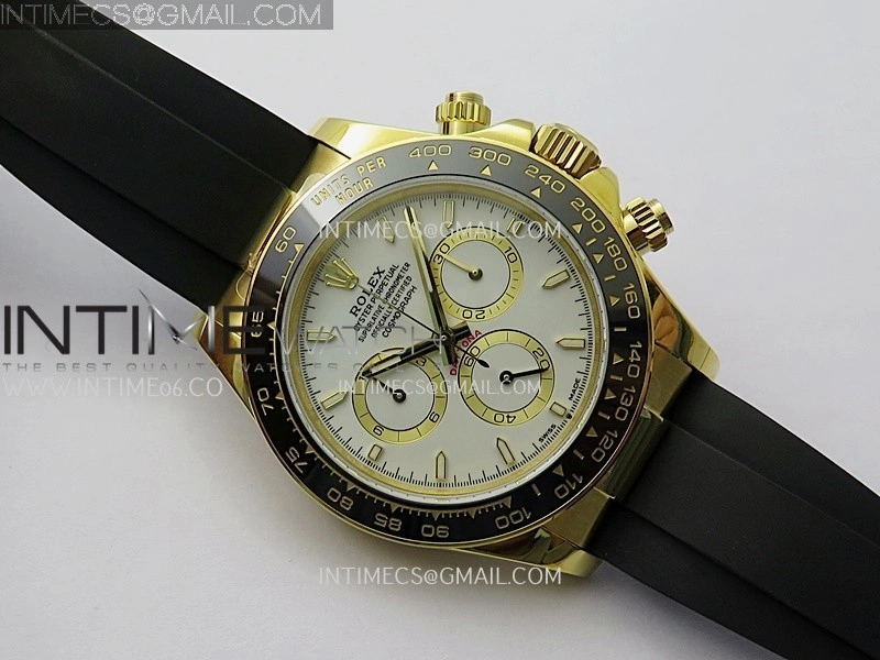 Daytona 126518 904L YG GMF 1:1 Best Edition White Dial Stick Marker on Oysterflex Strap SH4131