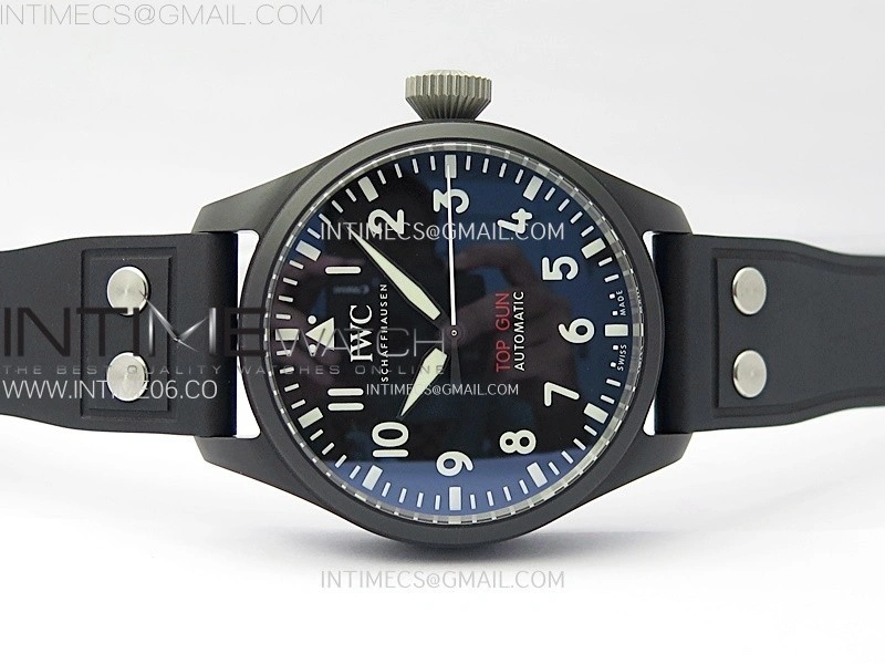 Big Pilot IW329801 Real Ceramic M+F 1:1 Best Edition Black Dial on Black Rubber Strap SEIKO 8N-24