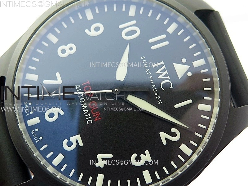 Big Pilot IW329801 Real Ceramic M+F 1:1 Best Edition Black Dial on Black Rubber Strap SEIKO 8N-24