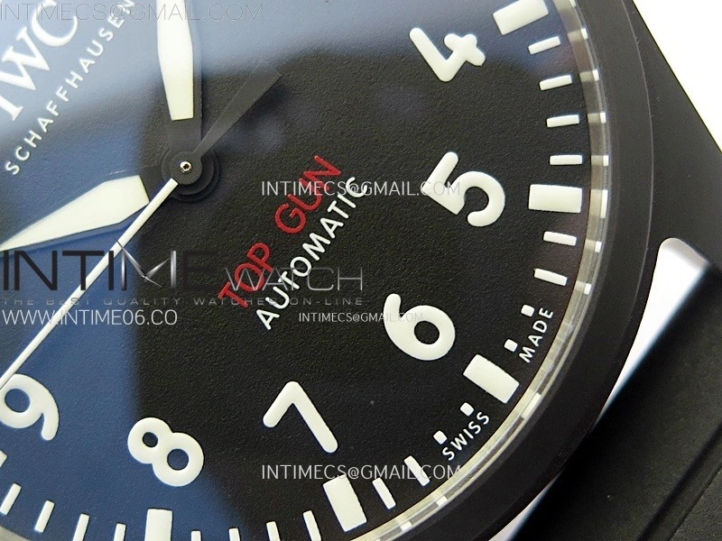 Big Pilot IW329801 Real Ceramic M+F 1:1 Best Edition Black Dial on Black Rubber Strap SEIKO 8N-24