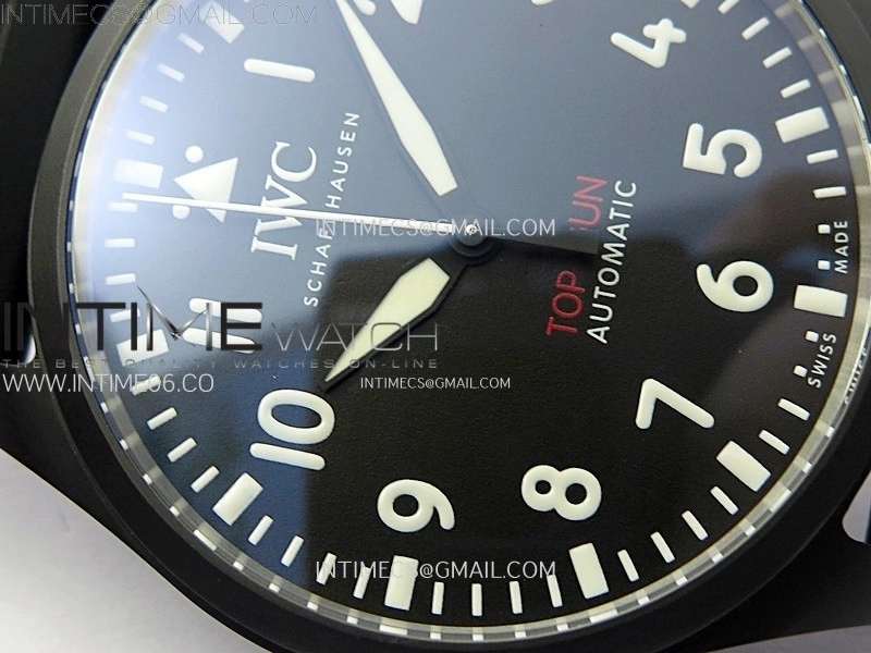 Big Pilot IW329801 Real Ceramic M+F 1:1 Best Edition Black Dial on Black Rubber Strap SEIKO 8N-24
