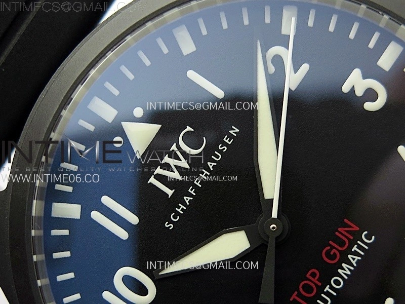 Big Pilot IW329801 Real Ceramic M+F 1:1 Best Edition Black Dial on Black Rubber Strap SEIKO 8N-24