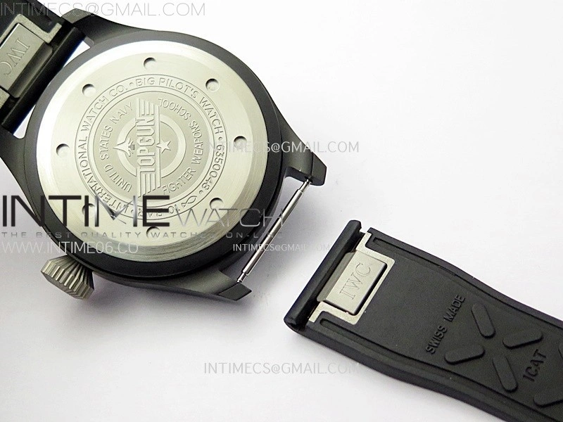 Big Pilot IW329801 Real Ceramic M+F 1:1 Best Edition Black Dial on Black Rubber Strap SEIKO 8N-24