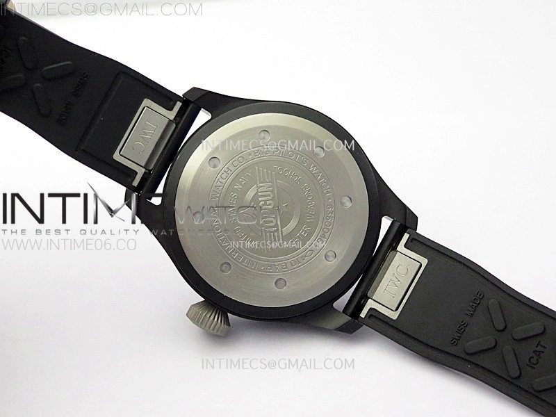 Big Pilot IW329801 Real Ceramic M+F 1:1 Best Edition Black Dial on Black Rubber Strap SEIKO 8N-24