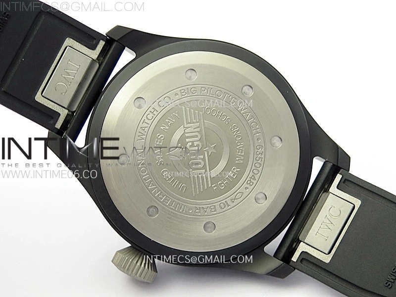 Big Pilot IW329801 Real Ceramic M+F 1:1 Best Edition Black Dial on Black Rubber Strap SEIKO 8N-24