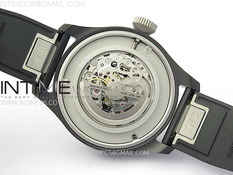 Big Pilot IW329801 Real Ceramic M+F 1:1 Best Edition Black Dial on Black Rubber Strap SEIKO 8N-24
