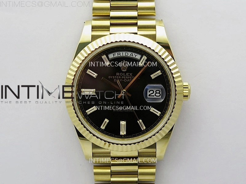Day Date 228238 40mm YG Noob 1:1 Best Edition Black Crystal Dial On President Bracelet A2836