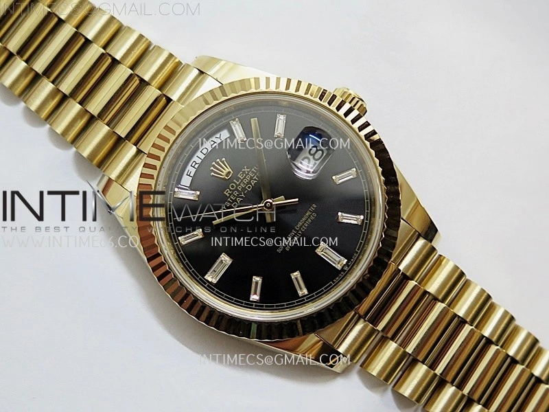 Day Date 228238 40mm YG Noob 1:1 Best Edition Black Crystal Dial On President Bracelet A2836