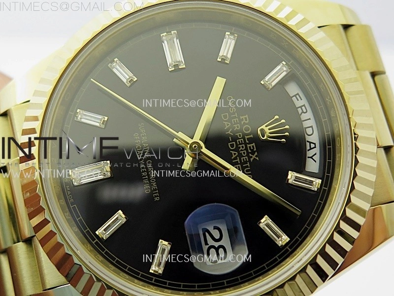 Day Date 228238 40mm YG Noob 1:1 Best Edition Black Crystal Dial On President Bracelet A2836