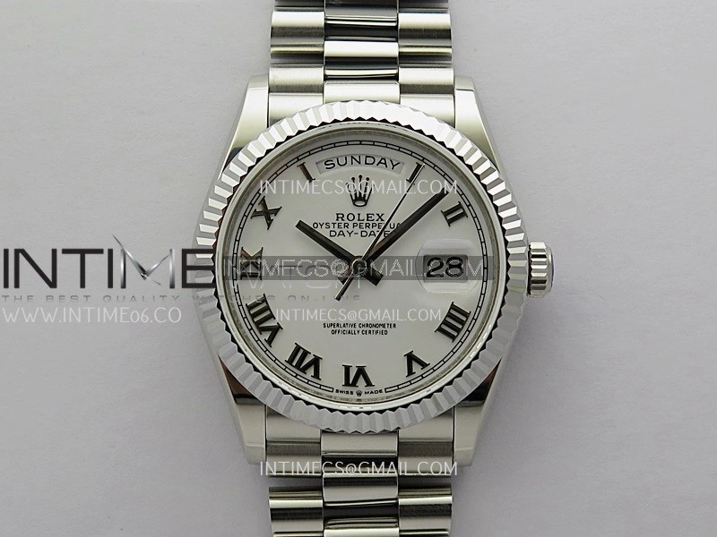 Day Date 128239 36mm KF 1:1 Best Edition White Dial Roman Marker On President Bracelet A2836