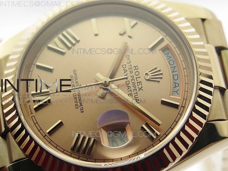 Day-Date 40mm 228239 RG BP New Dial Version RG Roman Markers Dial on RG President Bracelet A2836
