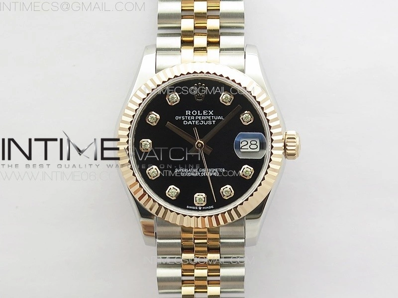 DateJust 31mm 178271 SS RG APSF Best Edition Black Dial Crystal Markers on Jubilee Bracelet A2824