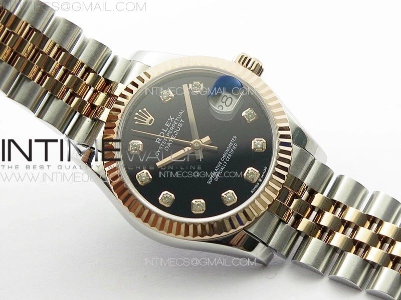 DateJust 31mm 178271 SS RG APSF Best Edition Black Dial Crystal Markers on Jubilee Bracelet A2824
