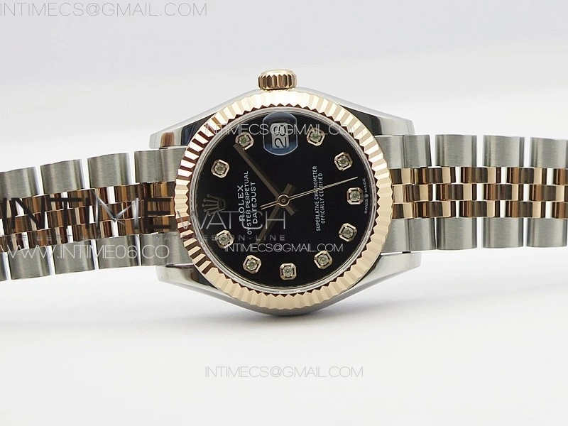 DateJust 31mm 178271 SS RG APSF Best Edition Black Dial Crystal Markers on Jubilee Bracelet A2824