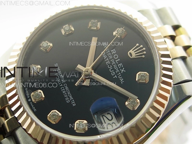 DateJust 31mm 178271 SS RG APSF Best Edition Black Dial Crystal Markers on Jubilee Bracelet A2824