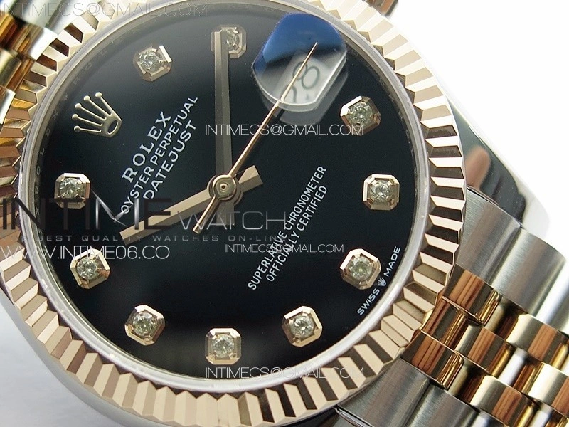 DateJust 31mm 178271 SS RG APSF Best Edition Black Dial Crystal Markers on Jubilee Bracelet A2824