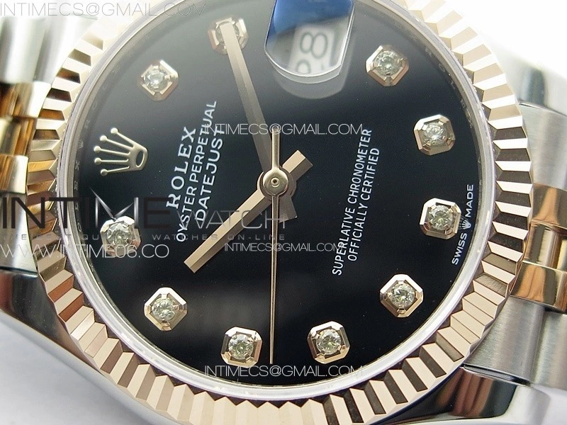 DateJust 31mm 178271 SS RG APSF Best Edition Black Dial Crystal Markers on Jubilee Bracelet A2824