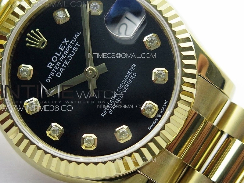 DateJust 31mm 178271 YG APSF Best Edition Black Dial Crystal Markers on President Bracelet A2824