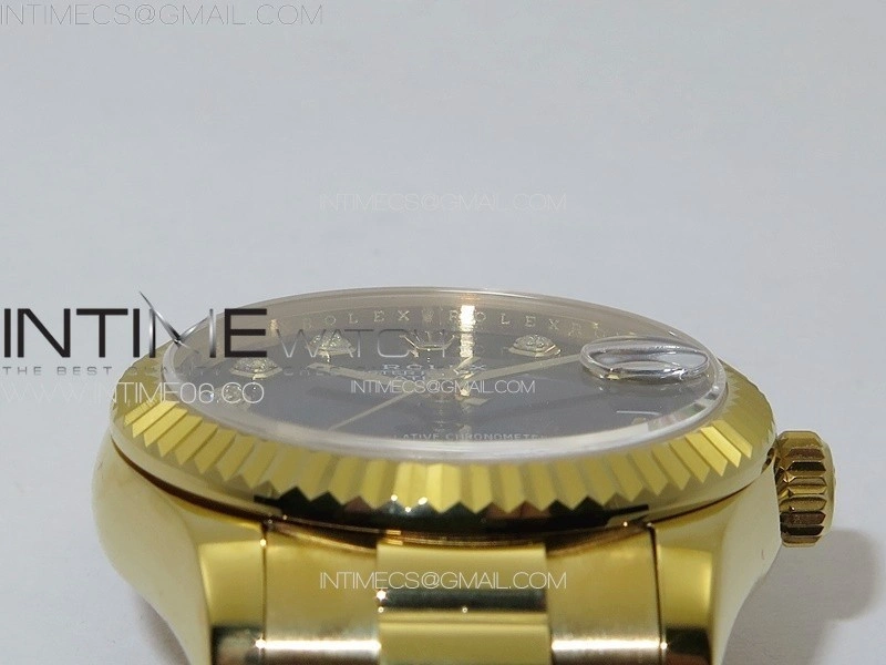 DateJust 31mm 178271 YG APSF Best Edition Black Dial Crystal Markers on President Bracelet A2824