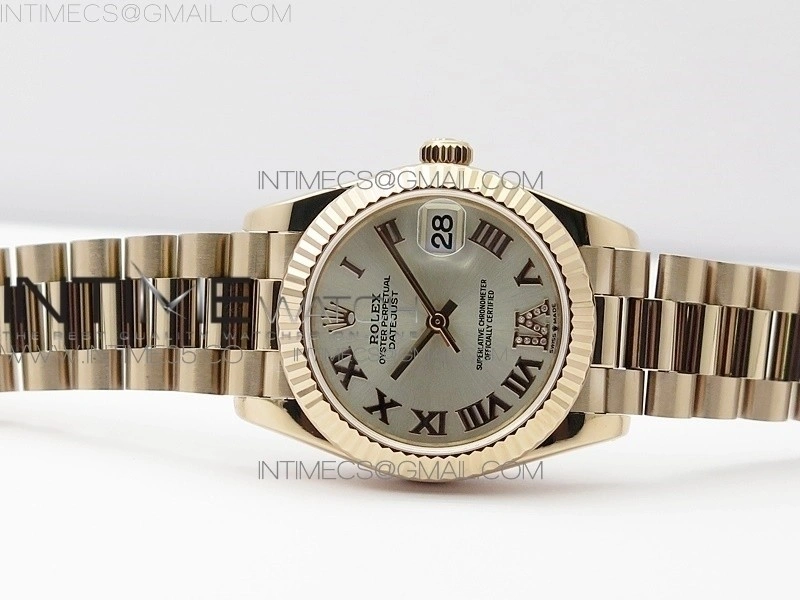 Datejust 31mm 278275 RG BP Best Edition Silver Roman Markers Dial @6 Dia on RG President Bracelet
