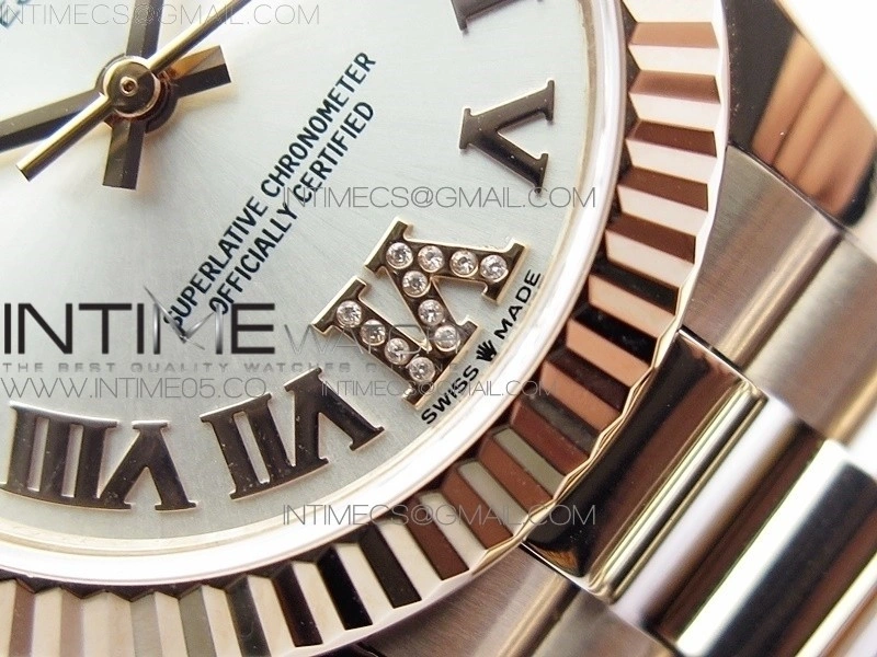 Datejust 31mm 278275 RG BP Best Edition Silver Roman Markers Dial @6 Dia on RG President Bracelet