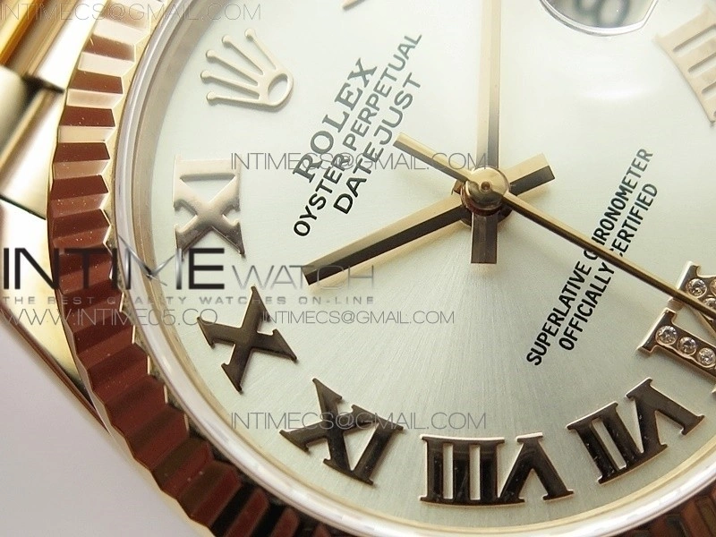 Datejust 31mm 278275 RG BP Best Edition Silver Roman Markers Dial @6 Dia on RG President Bracelet
