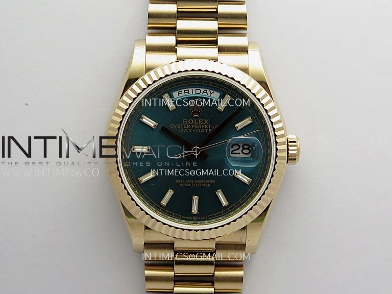 Day Date 128345 RG Gain Weight KF 1:1 Blue Dial T Diamond Marker On President Bracelet A2836