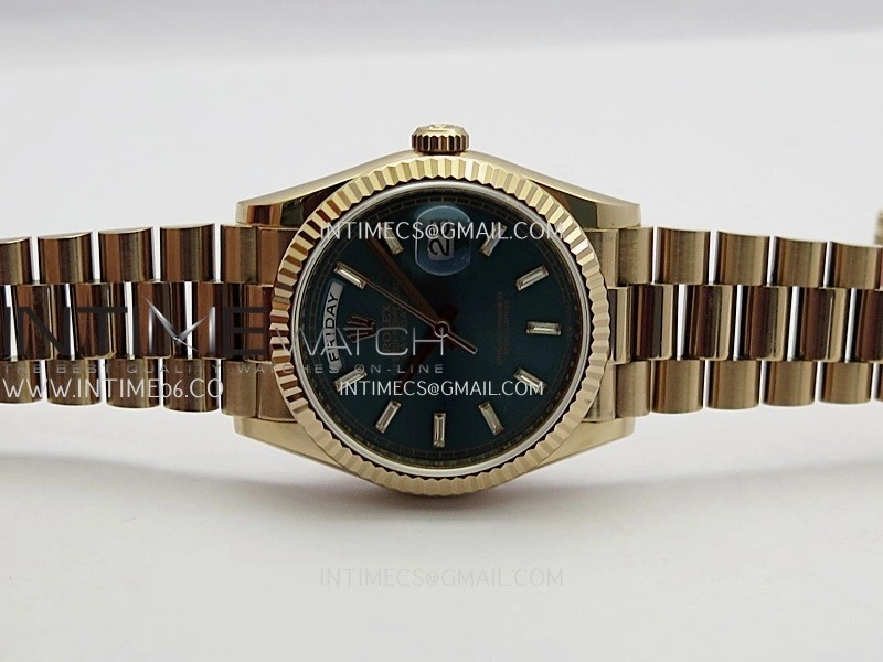 Day Date 128345 RG Gain Weight KF 1:1 Blue Dial T Diamond Marker On President Bracelet A2836