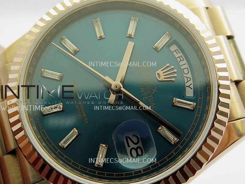 Day Date 128345 RG Gain Weight KF 1:1 Blue Dial T Diamond Marker On President Bracelet A2836