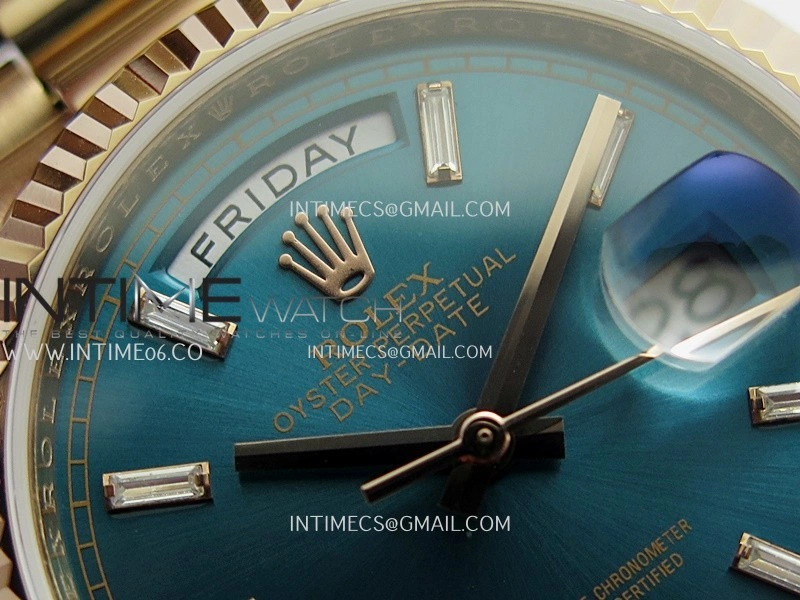 Day Date 128345 RG Gain Weight KF 1:1 Blue Dial T Diamond Marker On President Bracelet A2836
