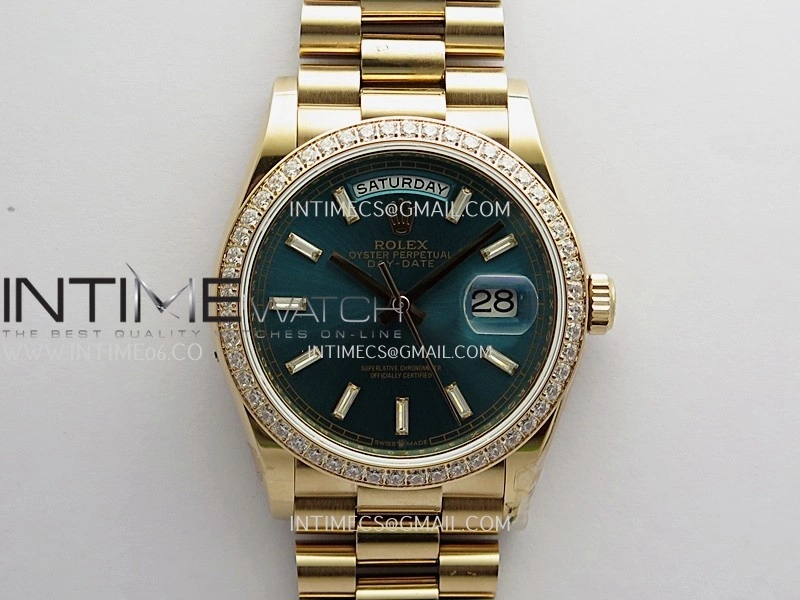 Day Date 128345 RG Gain Weight KF 1:1 Blue Dial T Diamond Marker On President Bracelet A2836