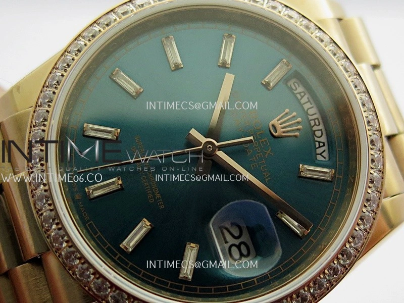 Day Date 128345 RG Gain Weight KF 1:1 Blue Dial T Diamond Marker On President Bracelet A2836