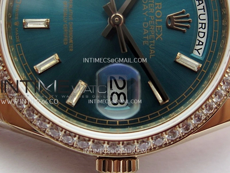 Day Date 128345 RG Gain Weight KF 1:1 Blue Dial T Diamond Marker On President Bracelet A2836