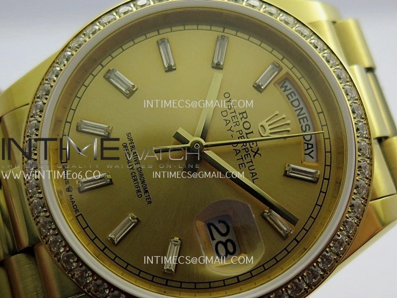 Day Date 128348 YG Gain Weight KF 1:1 Gold Dial T Diamond Marker On President Bracelet A2836