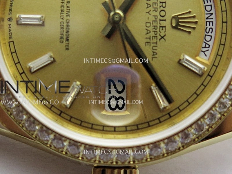 Day Date 128348 YG Gain Weight KF 1:1 Gold Dial T Diamond Marker On President Bracelet A2836