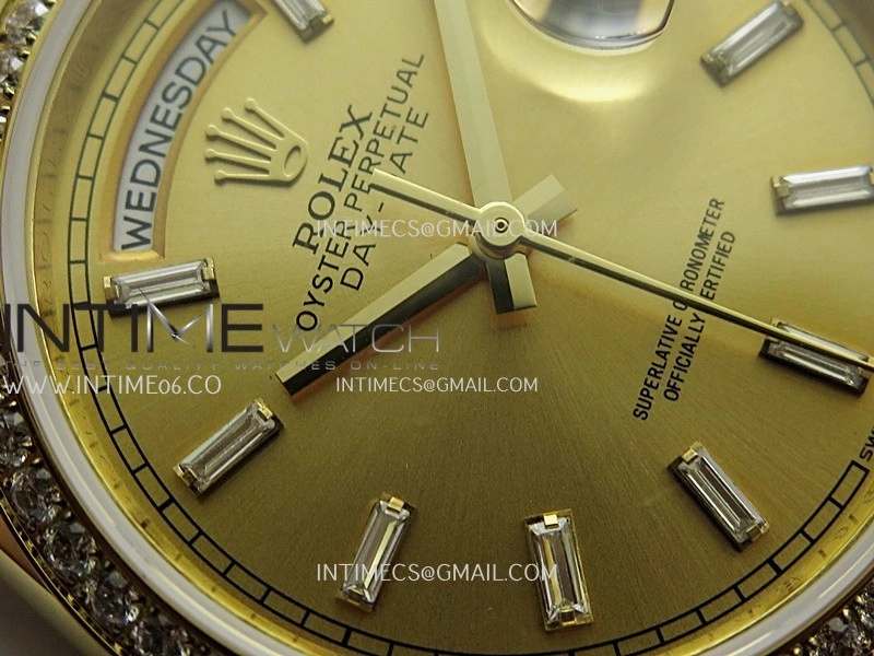 Day Date 128348 YG Gain Weight KF 1:1 Gold Dial T Diamond Marker On President Bracelet A2836