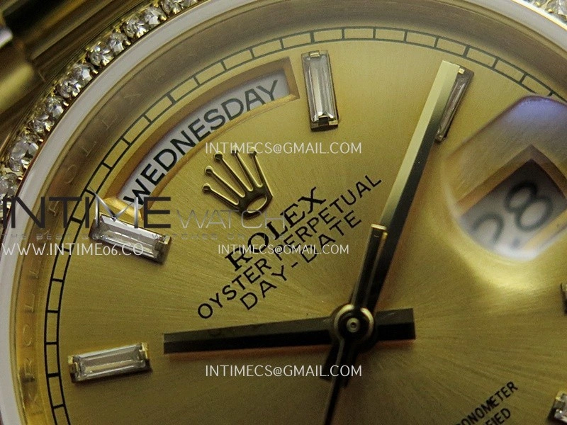 Day Date 128348 YG Gain Weight KF 1:1 Gold Dial T Diamond Marker On President Bracelet A2836