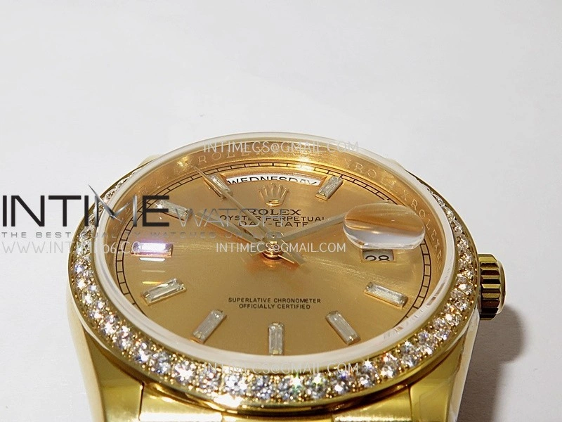 Day Date 128348 YG Gain Weight KF 1:1 Gold Dial T Diamond Marker On President Bracelet A2836