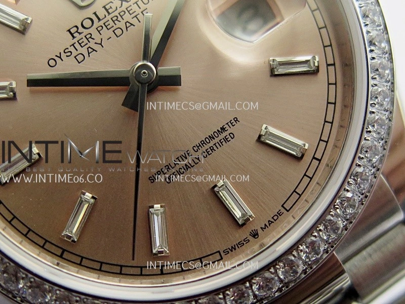 Day Date 128349 SS Gain Weight KF 1:1 Pink Dial T Diamond Marker On President Bracelet A2836