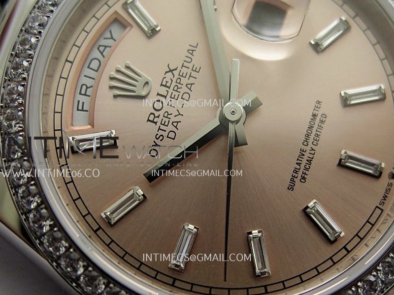 Day Date 128349 SS Gain Weight KF 1:1 Pink Dial T Diamond Marker On President Bracelet A2836