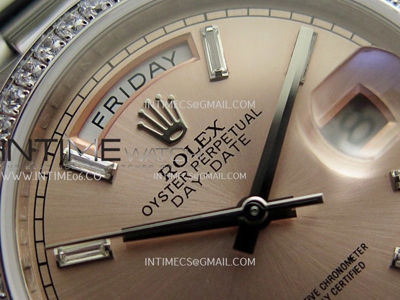 Day Date 128349 SS Gain Weight KF 1:1 Pink Dial T Diamond Marker On President Bracelet A2836