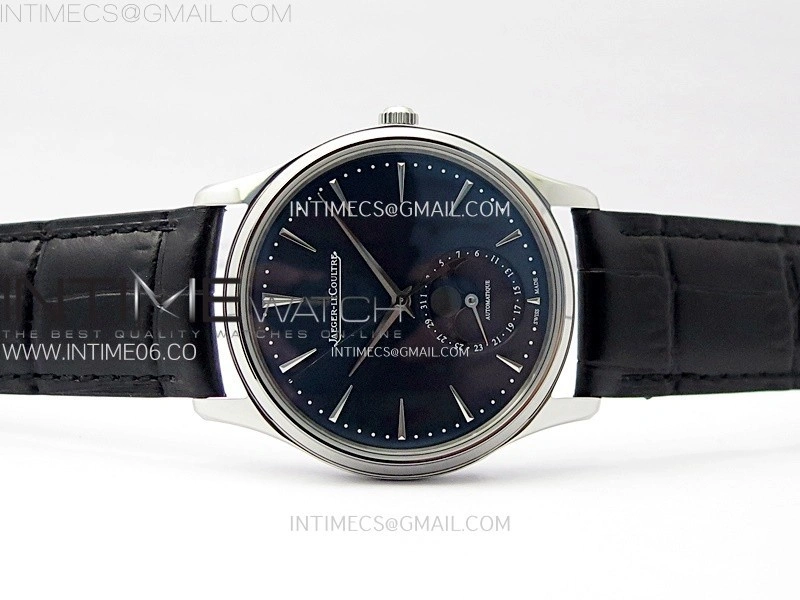 Master Ultra Thin Moon 1368420 SS ZF 1:1 Best Edition Blue Dial on Black Leather Strap V3 SA925 Super Clone